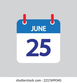 Icono plano 25 de junio soleado sobre fondo gris. Ilustración vectorial.