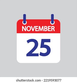 Flat icon 25th of November solated on gray background. Vector illustration.