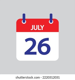 Flat icon 26th of July solated on gray background. Vector illustration.