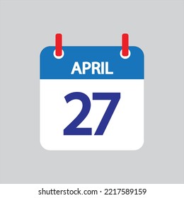 Flat icon 27th of April solated on gray background. Vector illustration.