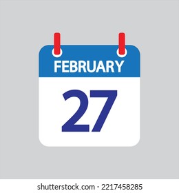 Flat icon 27th of February solated on gray background. Vector illustration.