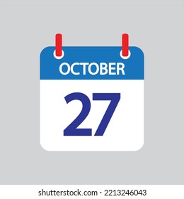 Icono plano 27 de octubre soleado sobre fondo gris. Ilustración vectorial.