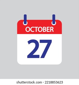 Icono plano 27 de octubre soleado sobre fondo gris. Ilustración vectorial.