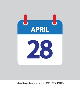 Flat icon 28th of April solated on gray background. Vector illustration.