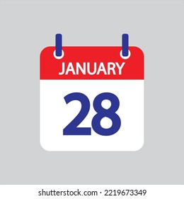 Flat icon 28th of January solated on gray background. Vector illustration.