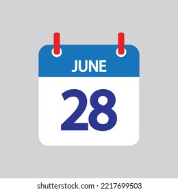 Flat icon 28th of June solated on gray background. Vector illustration.