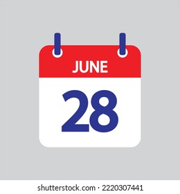 Flat icon 28th of June solated on gray background. Vector illustration.