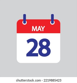 Flat icon 28th of May solated on gray background. Vector illustration.