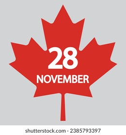 Icono plano 28 de noviembre se deja soltado sobre fondo gris. Ilustración vectorial.