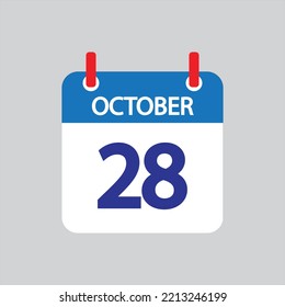 Flat icon 28th of October solated on gray background. Vector illustration.