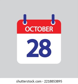 Icono plano 28 de octubre soleado sobre fondo gris. Ilustración vectorial.