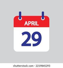 Flat icon 29th of April solated on gray background. Vector illustration.