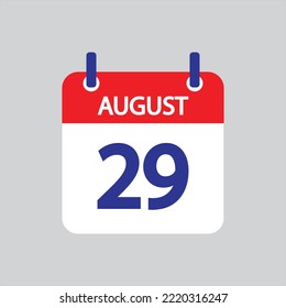Flat icon 29th of August solated on gray background. Vector illustration.