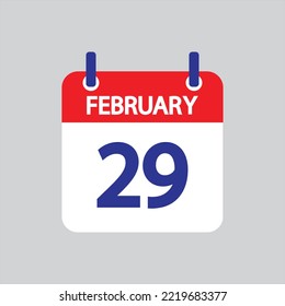 Flat icon 29th of February solated on gray background. Vector illustration.