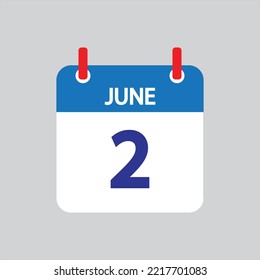 Flat icon 2th of June solated on gray background. Vector illustration.