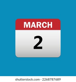 Flat icon 2th of March isolated on blue background. Vector illustration.