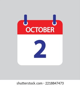 Flat icon 2th of October solated on gray background. Vector illustration.