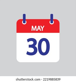 Flat icon 30th of May solated on gray background. Vector illustration.