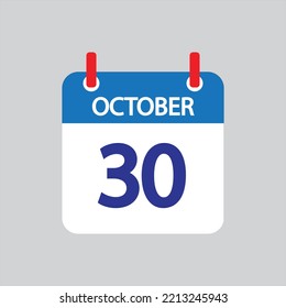 Flat icon 30th of October solated on gray background. Vector illustration.