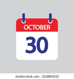 Flat icon 30th of October solated on gray background. Vector illustration.