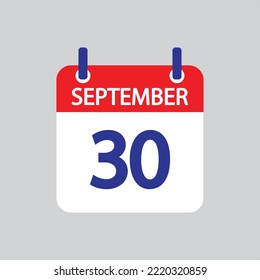 Flat icon 30th of September solated on gray background. Vector illustration.