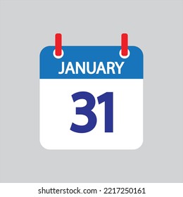 Flat icon 31th of January solated on gray background. Vector illustration.