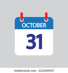 Flat icon 31th of October solated on white background. Vector illustration.