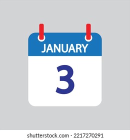 Flat icon 3th of January solated on gray background. Vector illustration.