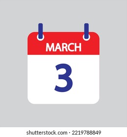 Flat icon 3th of March solated on gray background. Vector illustration.