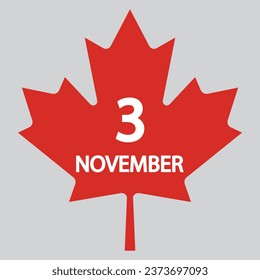 Flat icon 3th of November leaves solated on gray background. Vector illustration.