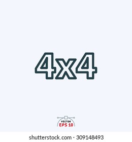 Flat icon of 4 x 4.