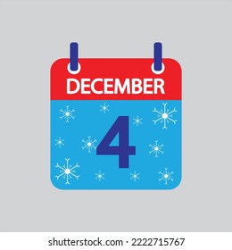 Flat icon 4th of December snowflakes solated on gray background. Vector illustration.