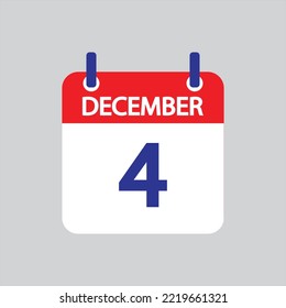 Icono plano 4 de diciembre soleado sobre fondo gris. Ilustración vectorial.
