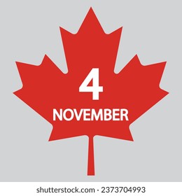Icono plano 4 de noviembre se deja soltado sobre fondo gris. Ilustración vectorial.