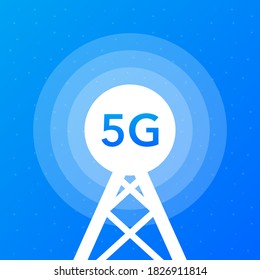 Flat icon with 5g for web design. Modern technologies. Vector illustration.