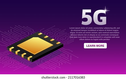 Icono plano con 5g para diseño web. Tecnologías modernas. Ilustración del vector