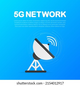 Flat icon with 5g for web design. Modern technologies. Vector illustration.
