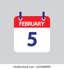 Flat icon 5th of February solated on gray background. Vector illustration.