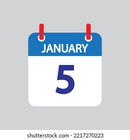Flat icon 5th of January solated on gray background. Vector illustration.