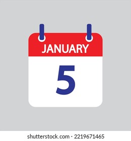 Flat icon 5th of January solated on gray background. Vector illustration.