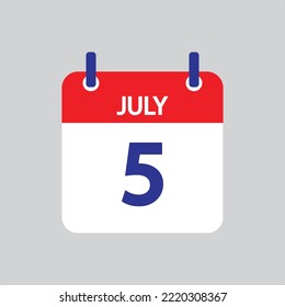 Flat icon 5th of July solated on gray background. Vector illustration.