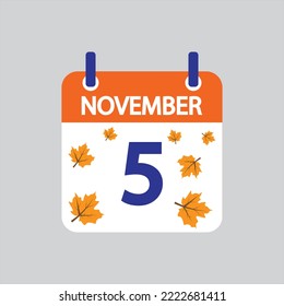 Flat icon 5th of November leaves solated on gray background. Vector illustration.