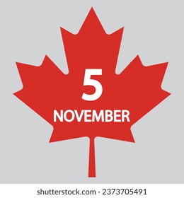 El icono plano 5 de noviembre se deja soltado sobre fondo gris. Ilustración vectorial.