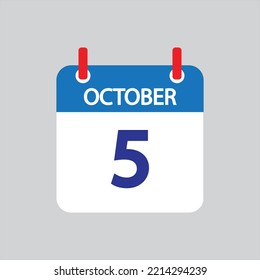 Flat icon 5th of October solated on gray background. Vector illustration.
