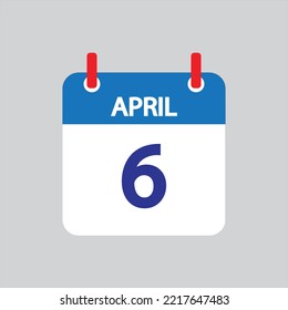 Flat icon 6th of April solated on gray background. Vector illustration.