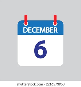 Icono plano 6 de diciembre soleado sobre fondo gris. Ilustración vectorial.