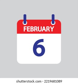 Flat icon 6th of February solated on gray background. Vector illustration.
