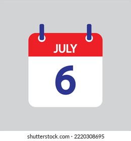 Flat icon 6th of July solated on gray background. Vector illustration.