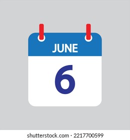 Flat icon 6th of June solated on gray background. Vector illustration.
