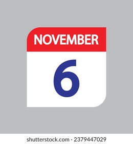 Flat icon 6th of November solated on gray background. Vector illustration.